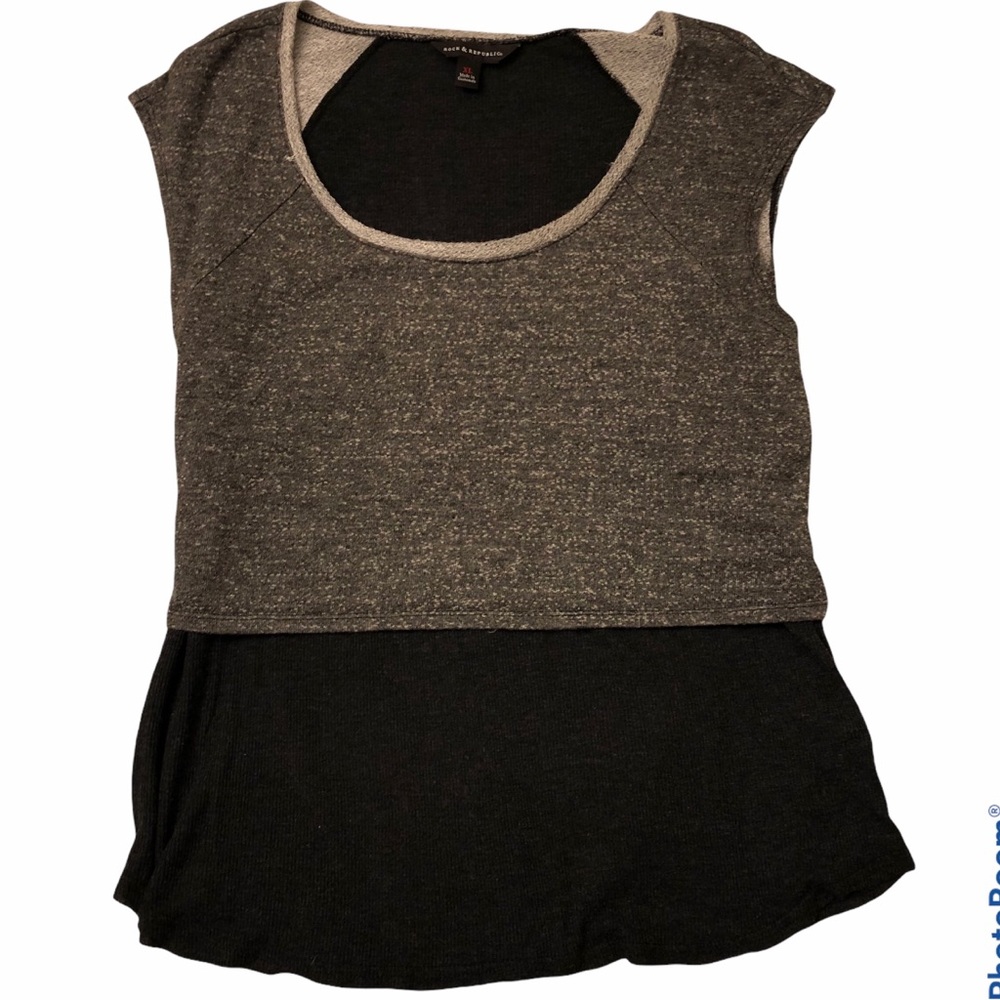 Rock & Republic Layered Cropped Distressed Tank XL